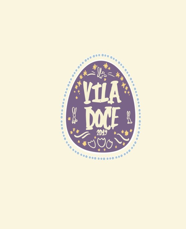 Logotipo da Vila Doce 2019, com um design de ovo decorado.