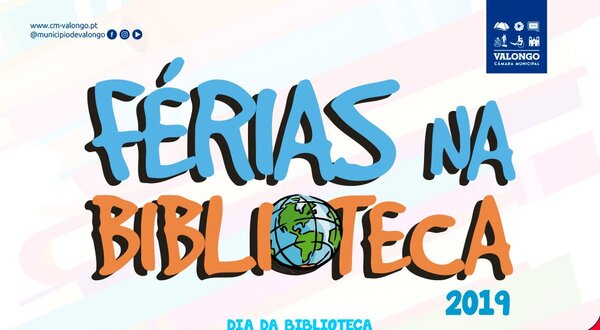 Cartaz sobre as férias na biblioteca com atividades para crianças em Valongo.