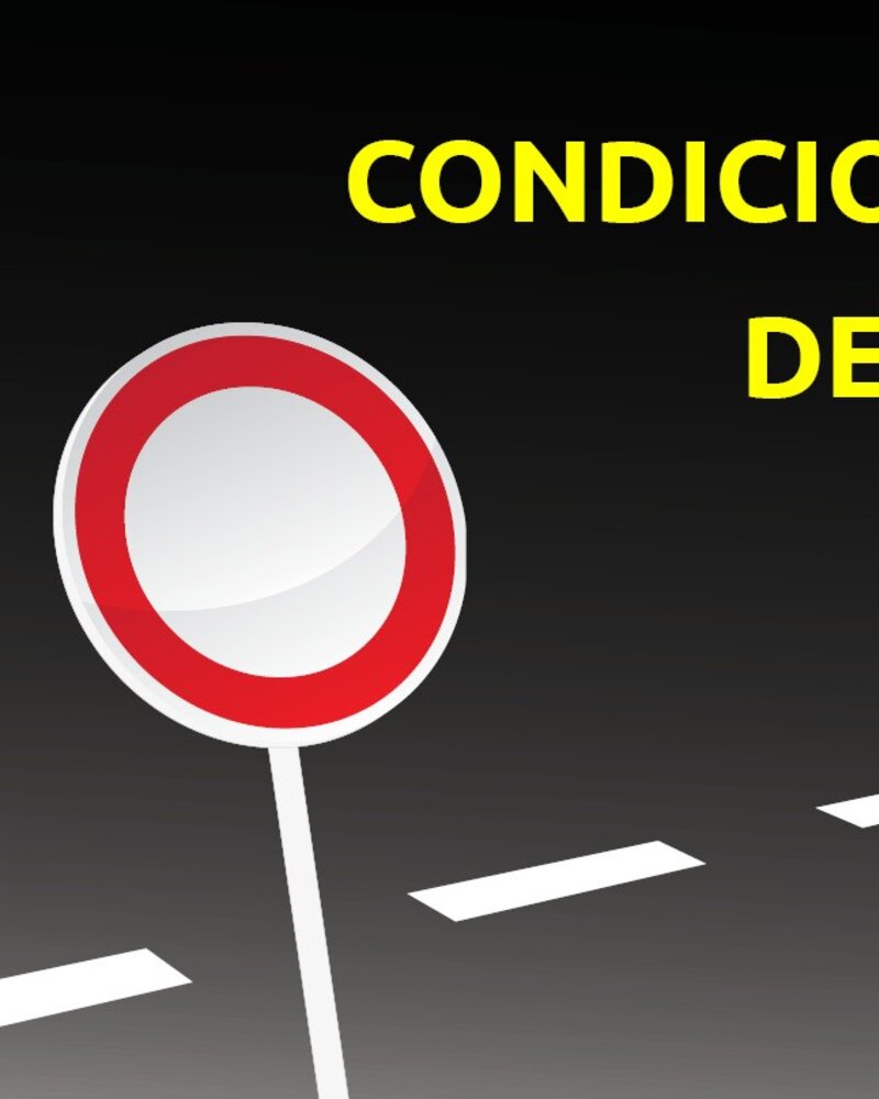 Sinal de trânsito com a frase 'Condicionamento de Trânsito' em fundo escuro.