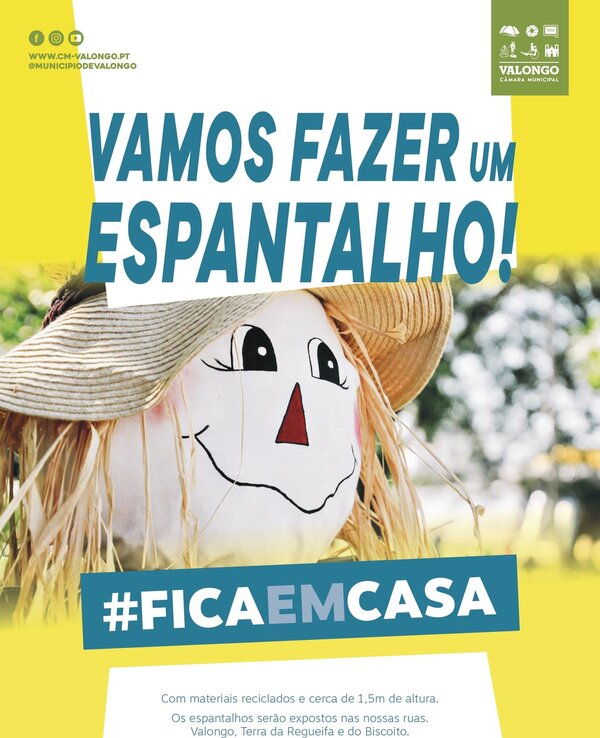 Cartaz a promover a construção de espantalhos com materiais reciclados.