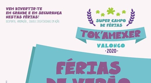 Cartaz do campo de férias Tok'amexer em Valongo, com informações e preços.