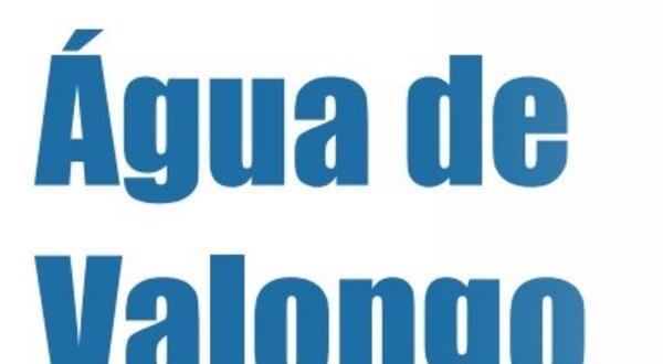Texto em azul a dizer 'Água de Valongo, Boa para Beber'.