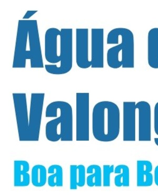 Texto em azul a dizer 'Água de Valongo, Boa para Beber'.