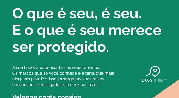 Cartaz informativo sobre a proteção de terrenos em Valongo.