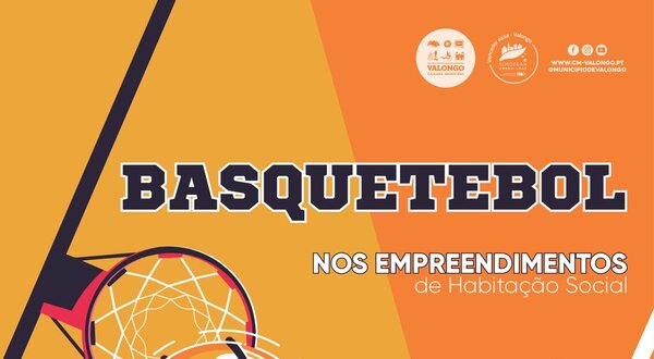 Cartaz de basquetebol com informações sobre treinos para jovens.