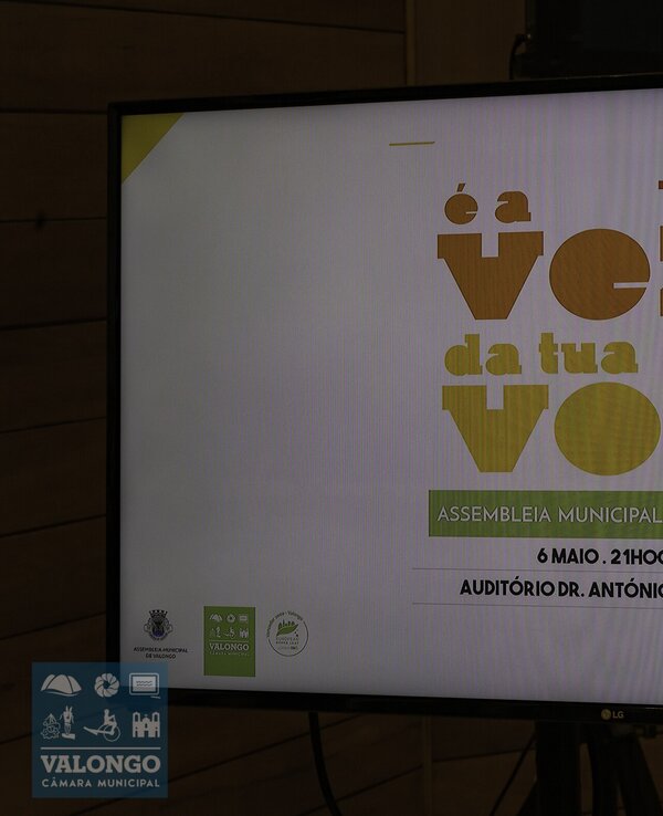 Cartaz digital da Assembleia Municipal de Jovens em Valongo.