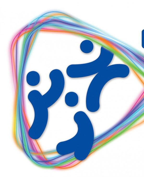 Logotipo da Bandeira da Ética com formas coloridas e texto em azul.