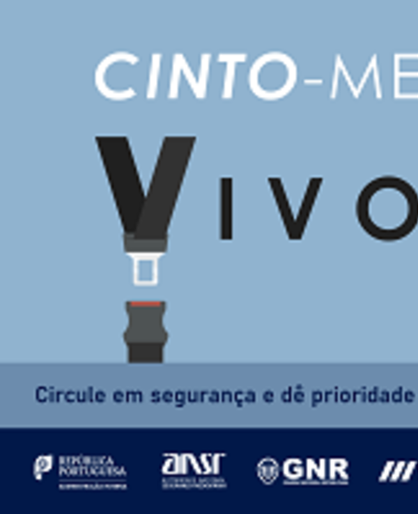 Campanha de segurança rodoviária sobre o uso do cinto de segurança.