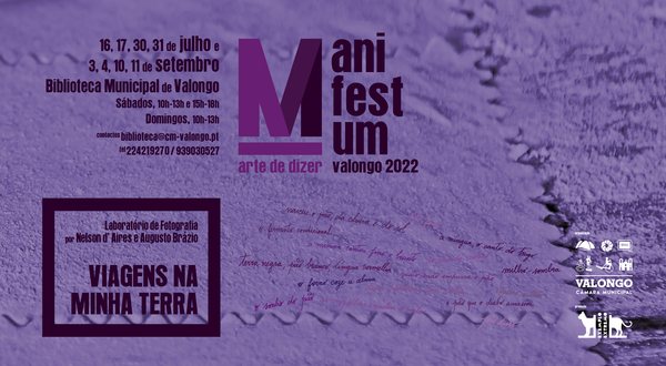 Cartaz do evento 'Manifestum' na Biblioteca Municipal de Valongo.