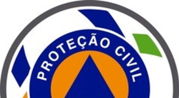 Logotipo da Proteção Civil de Valongo com triângulo azul e círculo laranja.