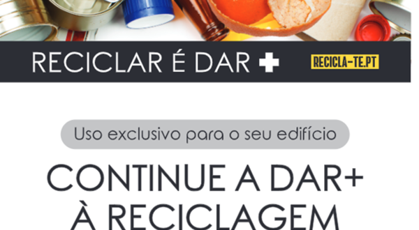 Cartaz informativo sobre reciclagem de papel e cartão.