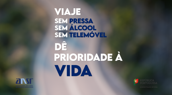 Campanha de segurança rodoviária com mensagem sobre viajar com responsabilidade.
