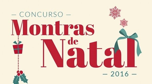 Cartaz do concurso Montras de Natal 2016 com elementos festivos.