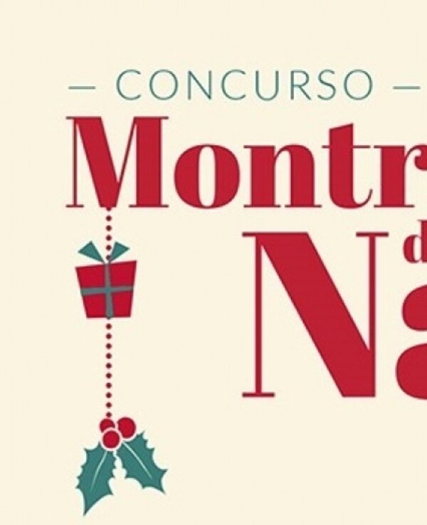 Cartaz do concurso Montras de Natal 2016 com elementos festivos.