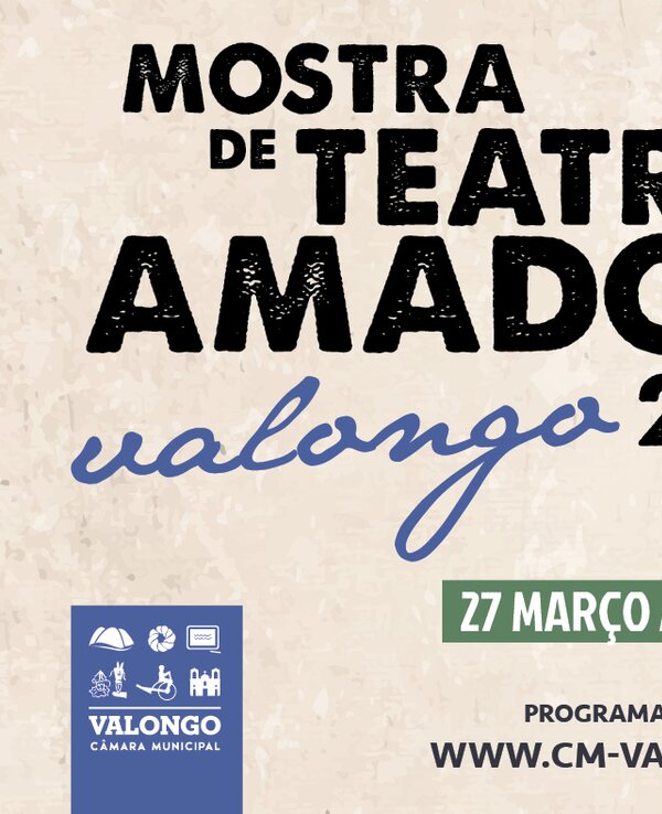 Cartaz da Mostra de Teatro Amador de Valongo, 2017, com detalhes artísticos.