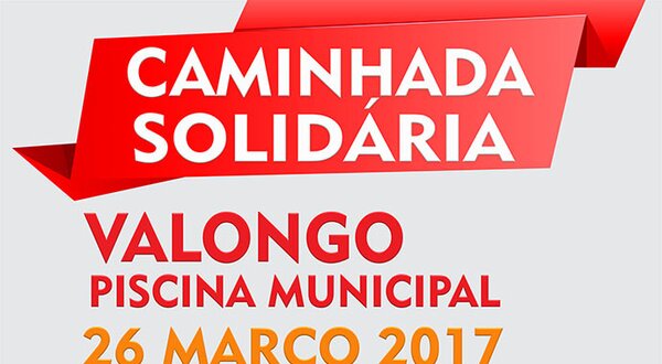 Cartaz da Caminhada Solidária em Valongo, com detalhes do evento.