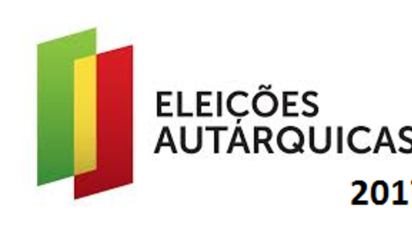 Logotipo das eleições autárquicas de 2017 com cores verde, amarelo e vermelho.