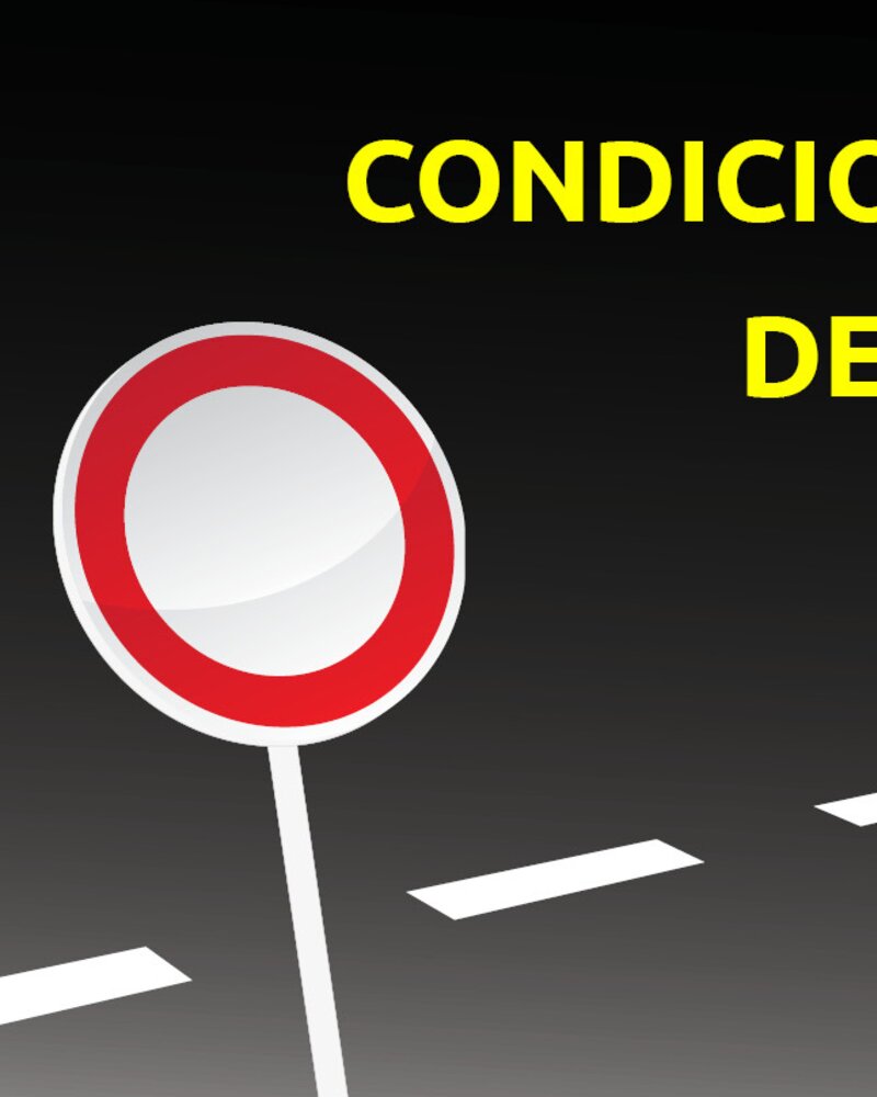 Sinal de trânsito com fundo escuro e texto 'Condicionamento de Trânsito' em amarelo.