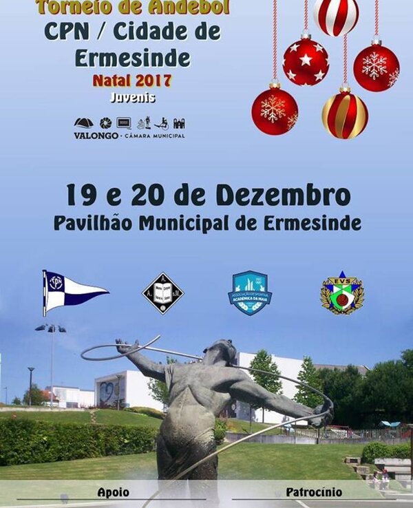 Cartaz do Torneio de Andebol em Ermesinde, com datas e patrocinadores.