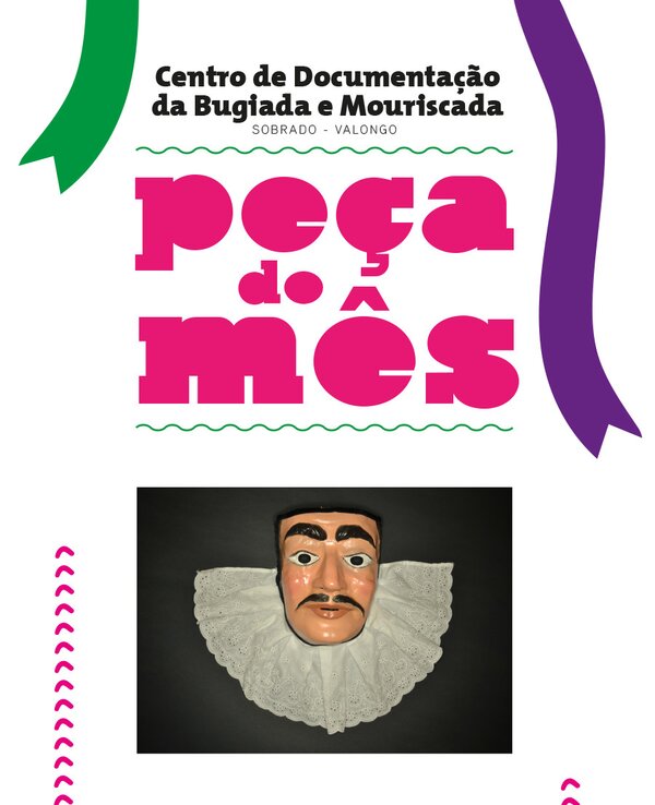 Imagem de uma máscara de carnaval com detalhes em renda e bordado.