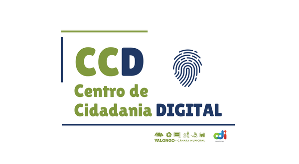 Logotipo do Centro de Cidadania Digital com impressão digital e texto.