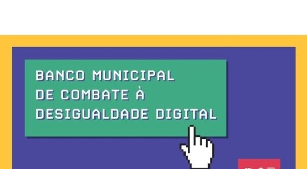 Cartaz sobre o Banco Municipal de Combate à Desigualdade Digital em Valongo.