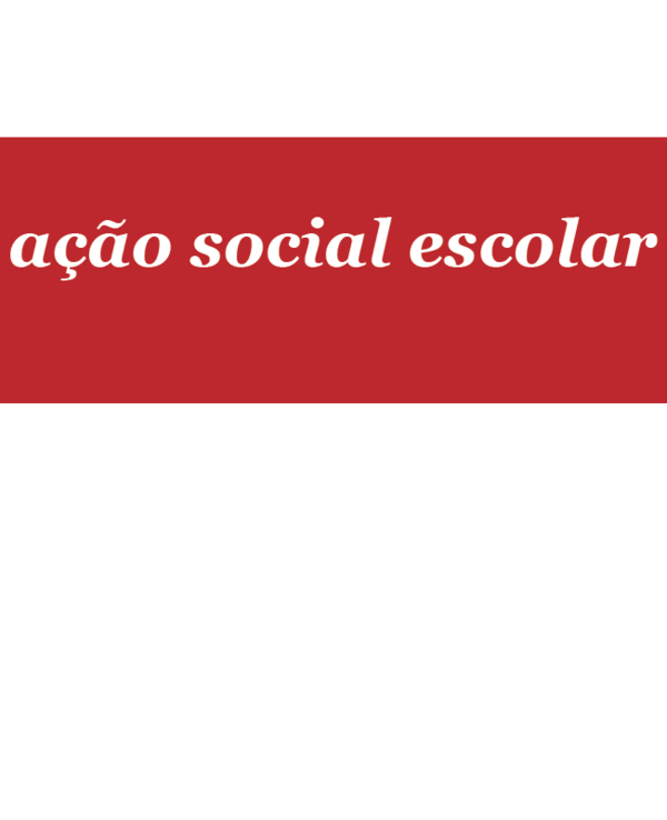 Texto em branco sobre fundo vermelho: 'ação social escolar'