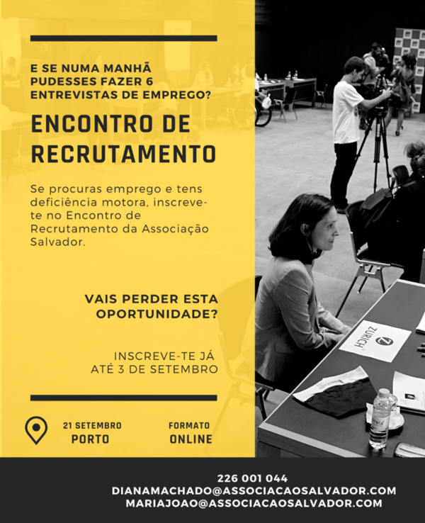 Cartaz do Encontro de Recrutamento da Associação Salvador em Porto.