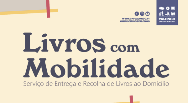 Cartaz sobre o serviço 'Livros com Mobilidade' em Valongo.