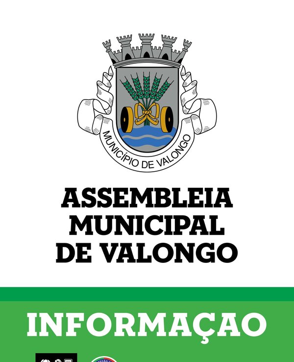 Cartaz da Assembleia Municipal de Valongo com o brasão e informações.