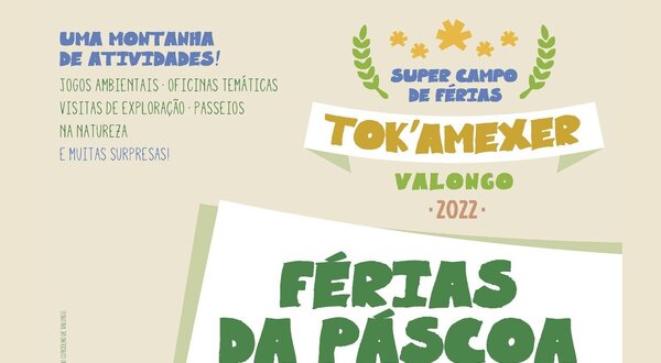 Cartaz sobre as Férias da Páscoa em Valongo, com atividades e preços.