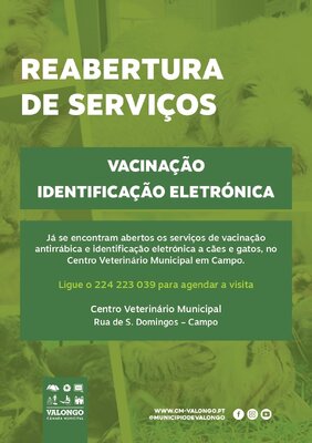 Covid-19: serviços de vacinação antirrábica e identificação eletrónica a cães e gatos já reabriram